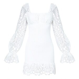 PRETTY LITTLE THING | Lace Sleeve Smocked Bodycon Dress